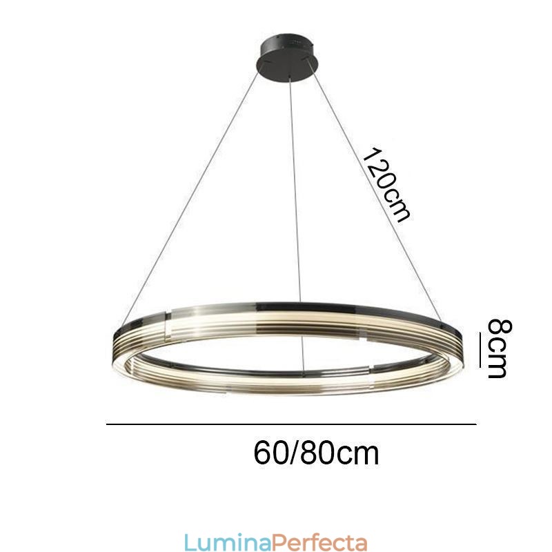 Lampă suspendată 60 80CM Plafoniere circulare din sticlă Dimmare tricromatică