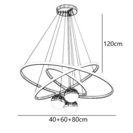 Plafoniera simplă din fier forjat din silicon cu trei cercuri