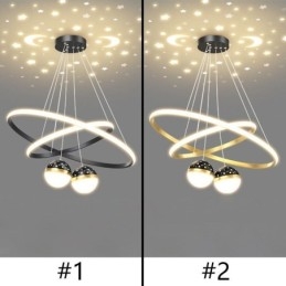 Lampă suspendată modernă, din fier forjat, din silicon, cu inel dublu cerc