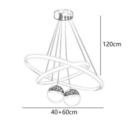 Lampă suspendată modernă, din fier forjat, din silicon, cu inel dublu cerc