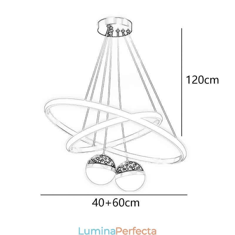 Lampă suspendată modernă, din fier forjat, din silicon, cu inel dublu cerc