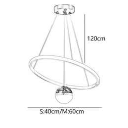 Lampă suspendată, modernă, simplă, din fier forjat, din silicon, cu un singur inel