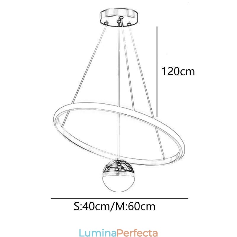 Lampă suspendată, modernă, simplă, din fier forjat, din silicon, cu un singur inel