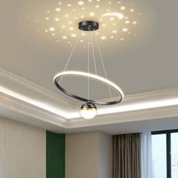 Lampă suspendată, modernă, simplă, din fier forjat, din silicon, cu un singur inel