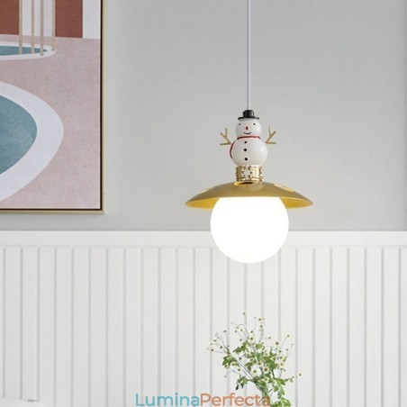 Lampă suspendată modernă G9, fier forjat, rășină, omul de zăpadă Lampă suspendată modernă G9, fier forjat, rășină, omul de zăpadă