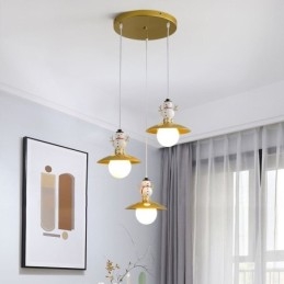 Lampă suspendată modernă G9, fier forjat, rășină, omul de zăpadă