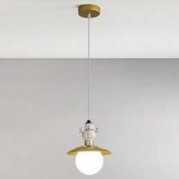 Lampă suspendată modernă G9, fier forjat, rășină, omul de zăpadă