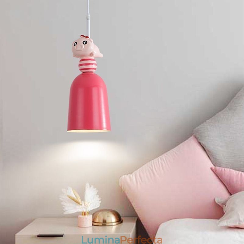 Plafoniera Piggy modernă din fier forjat din rășină roz