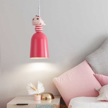 Plafoniera Piggy modernă din fier forjat din rășină roz