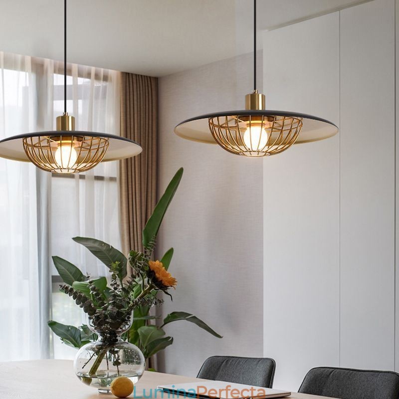 Plafoniera cu disc creativ din fier forjat nordic