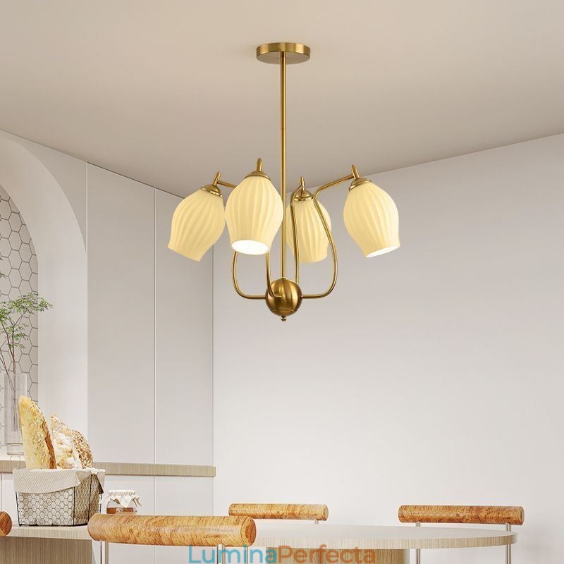 Plafoniera nordică din fier forjat, cupru, culoare naturală, stangă