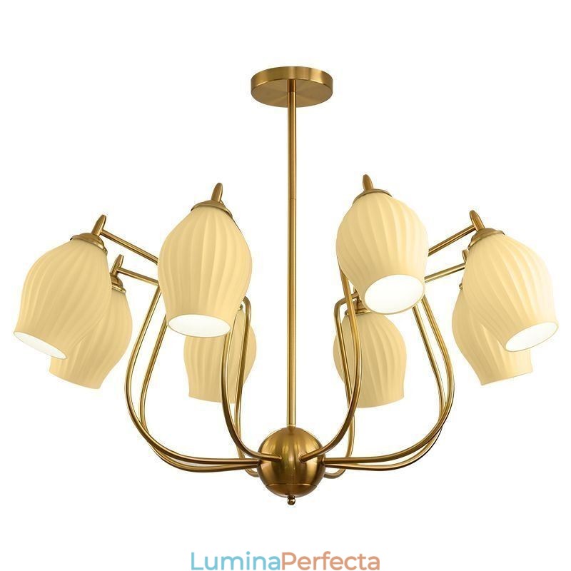 Plafoniera nordică din fier forjat, cupru, culoare naturală, stangă