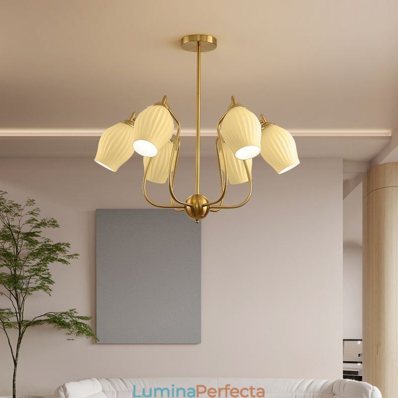 Plafoniera nordică din fier forjat, cupru, culoare naturală, stangă