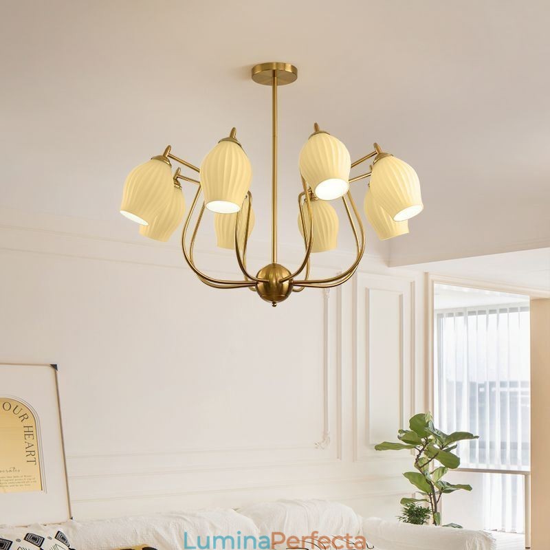 Plafoniera nordică din fier forjat, cupru, culoare naturală, stangă