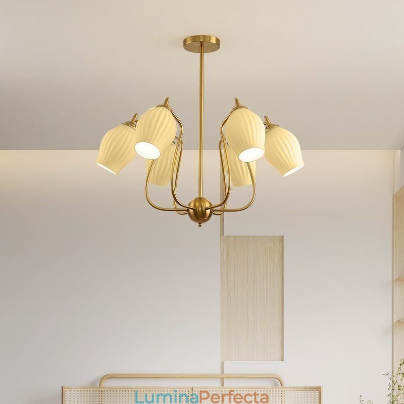 Plafoniera nordică din fier forjat, cupru, culoare naturală, stangă