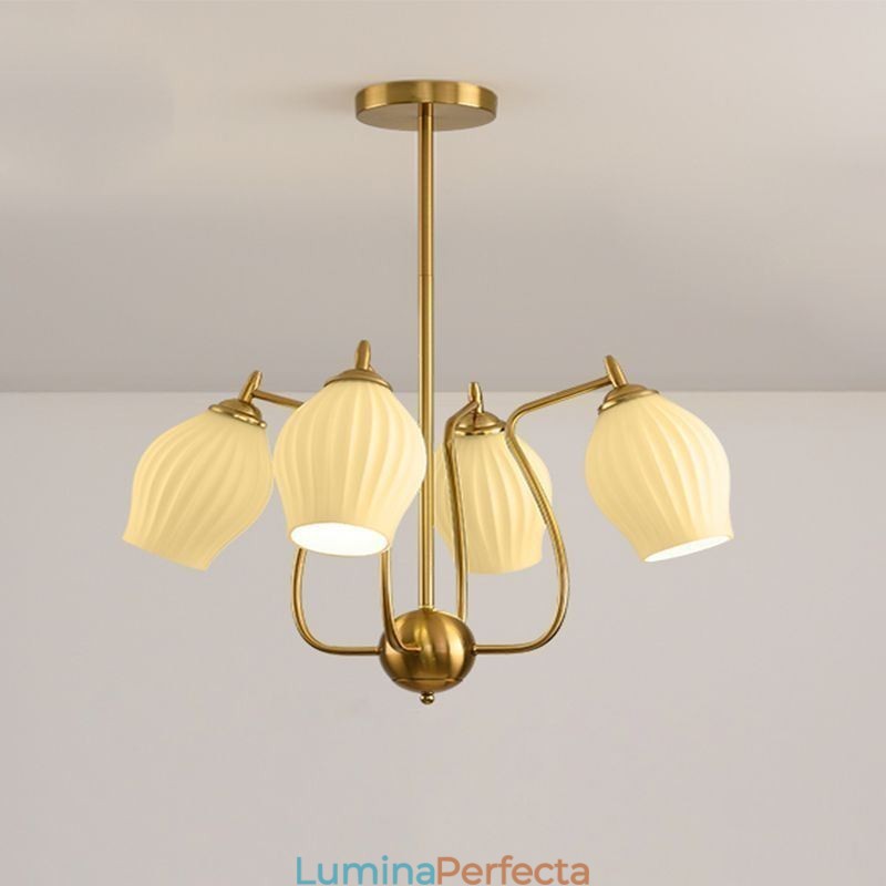 Plafoniera nordică din fier forjat, cupru, culoare naturală, stangă