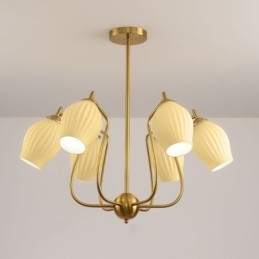 Plafoniera nordică din fier forjat, cupru, culoare naturală, stangă