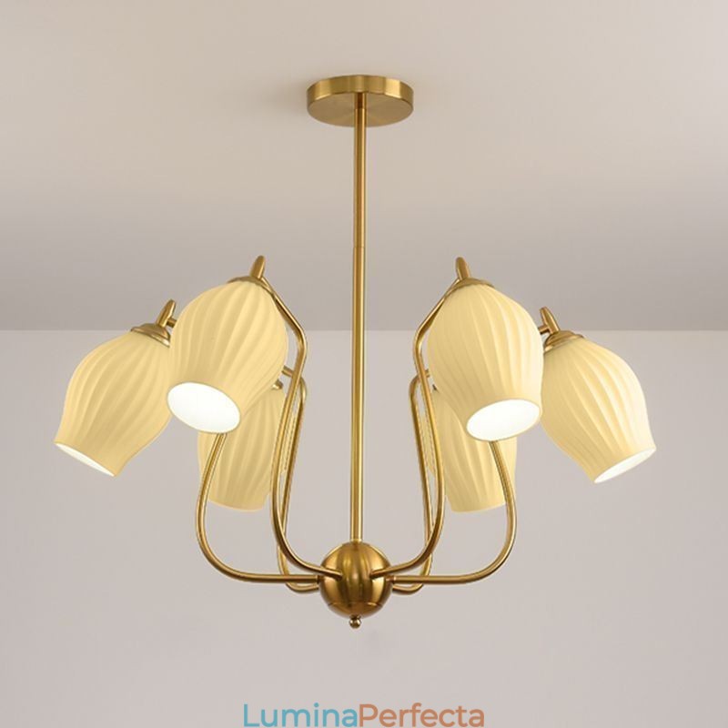 Plafoniera nordică din fier forjat, cupru, culoare naturală, stangă