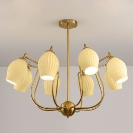 Plafoniera nordică din fier forjat, cupru, culoare naturală, stangă