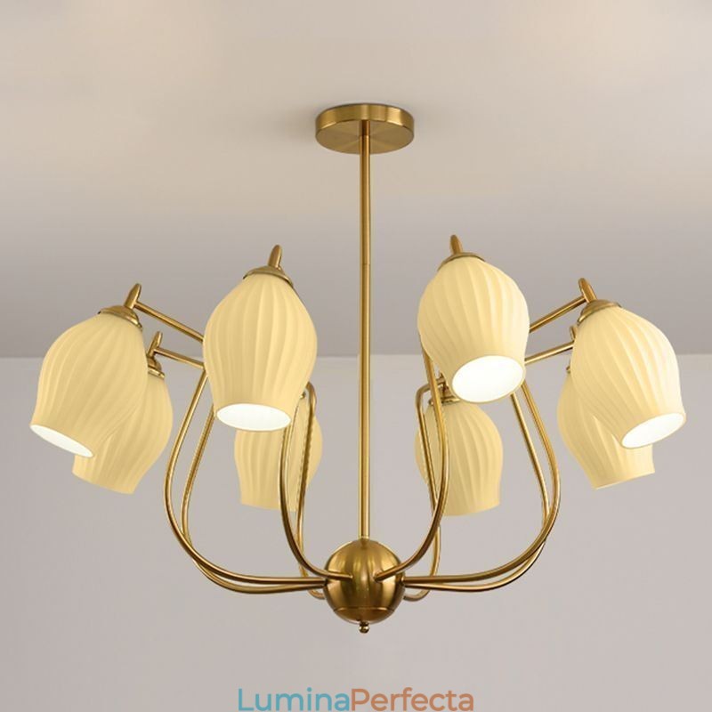 Plafoniera nordică din fier forjat, cupru, culoare naturală, stangă