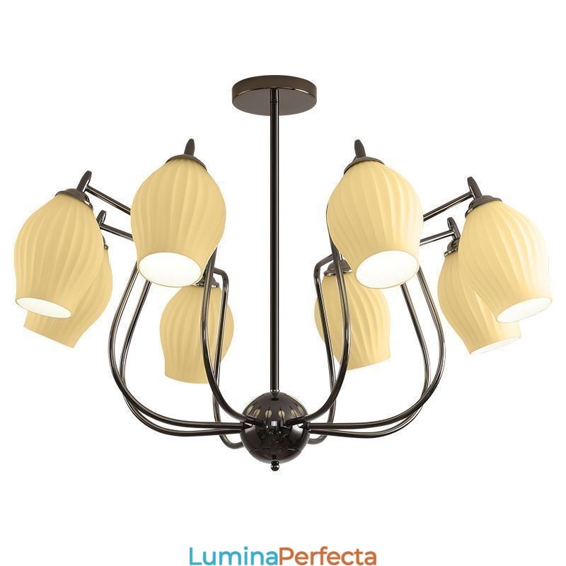 Plafoniera nordică din fier forjat, pistol cu stamine neagră