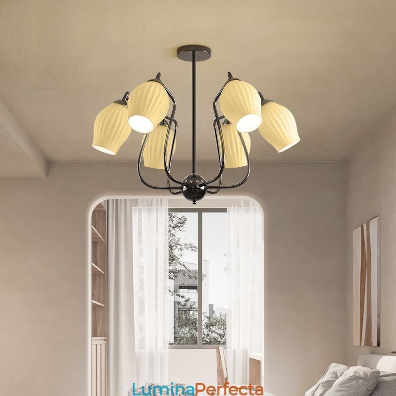 Plafoniera nordică din fier forjat, pistol cu stamine neagră