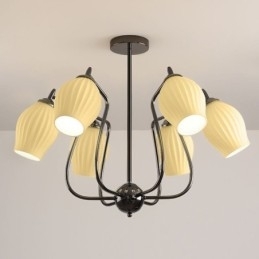 Plafoniera nordică din fier forjat, pistol cu stamine neagră