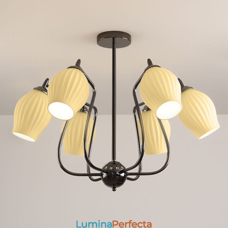 Plafoniera nordică din fier forjat, pistol cu stamine neagră