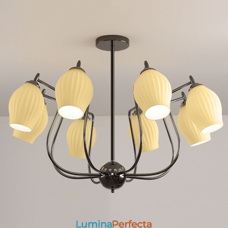 Plafoniera nordică din fier forjat, pistol cu stamine neagră