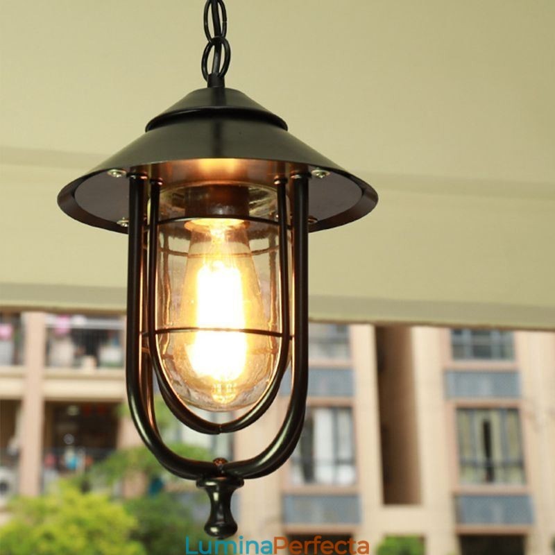 Lumină retro americană de exterior, rezistentă la apă, în formă de cușcă de păsări
