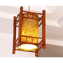 Candelabru din lemn retro Lantern din bambus