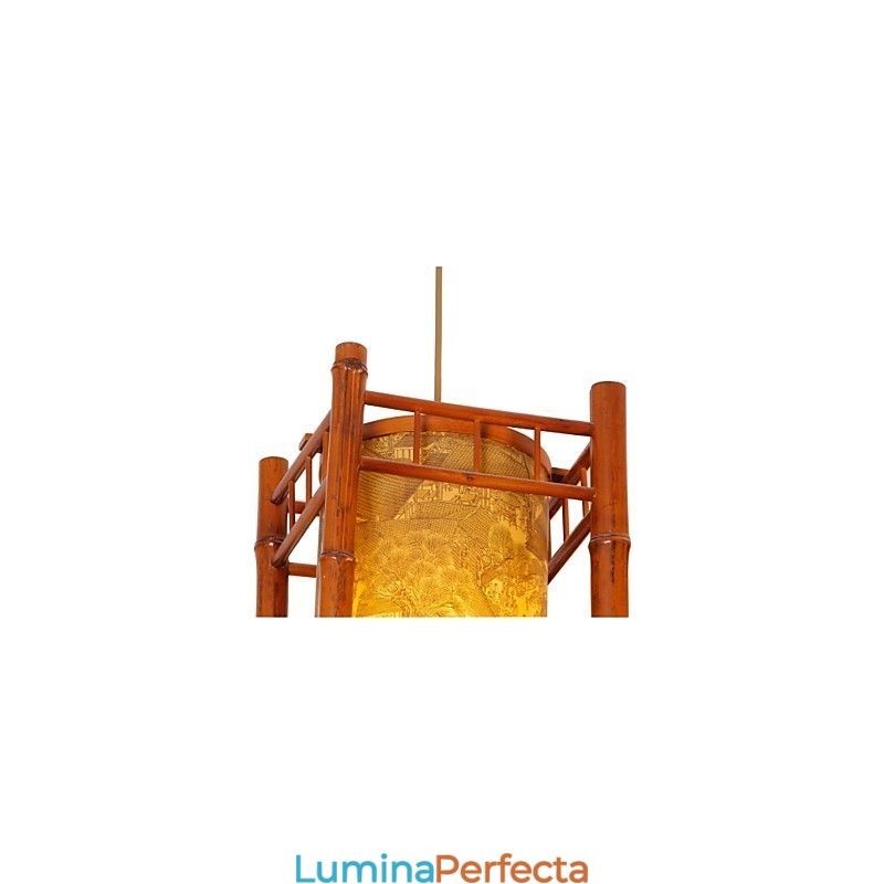 Candelabru din lemn retro Lantern din bambus