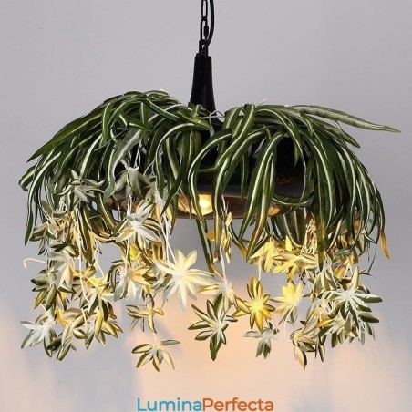 Lampă suspendată pentru acasă Candelabru decorat cu plante artificiale în stil industrial Lampă suspendată pentru acasă Candelabru decorat cu plante artificiale în stil industrial