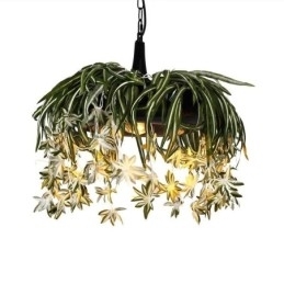 Lampă suspendată pentru acasă Candelabru decorat cu plante artificiale în stil industrial