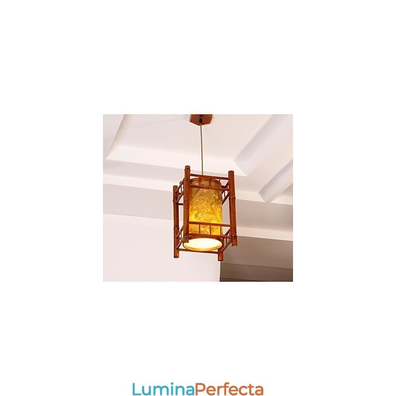 Candelabru din lemn retro Lantern din bambus