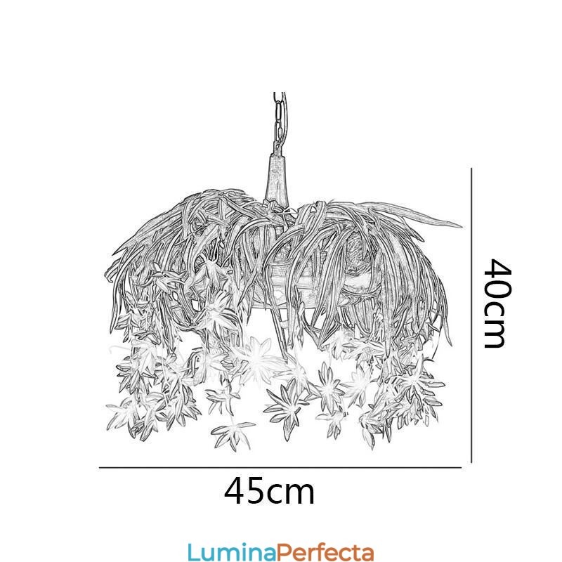 Lampă suspendată pentru acasă Candelabru decorat cu plante artificiale în stil industrial