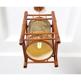 Candelabru din lemn retro Lantern din bambus