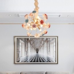Iluminat cu pandantiv decorativ Candelabru cu flori din cristal modern