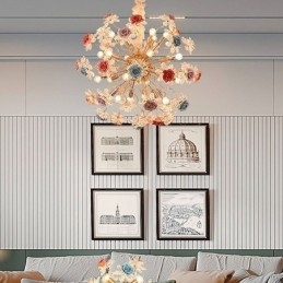 Iluminat cu pandantiv decorativ Candelabru cu flori din cristal modern