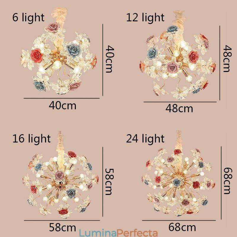 Iluminat cu pandantiv decorativ Candelabru cu flori din cristal modern
