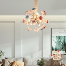 Iluminat cu pandantiv decorativ Candelabru cu flori din cristal modern