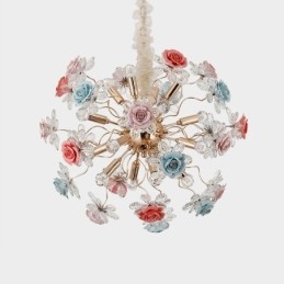 Iluminat cu pandantiv decorativ Candelabru cu flori din cristal modern