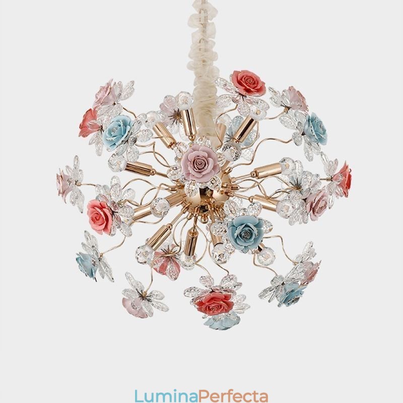 Iluminat cu pandantiv decorativ Candelabru cu flori din cristal modern