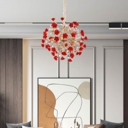 Candelabru de lux din ceramică cu flori roșii
