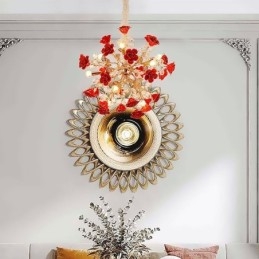 Candelabru de lux din ceramică cu flori roșii