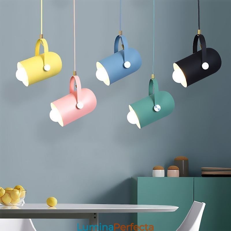 Lampă suspendată nordică colorată Macaron cu un singur cap