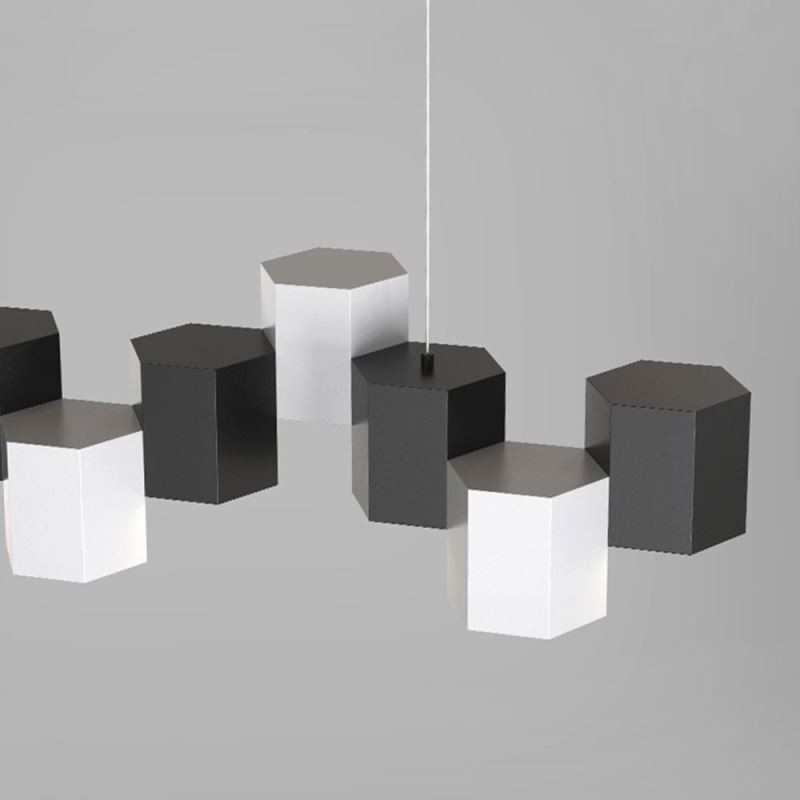 Lampă suspendată hexagonală modernă, combinație creativă