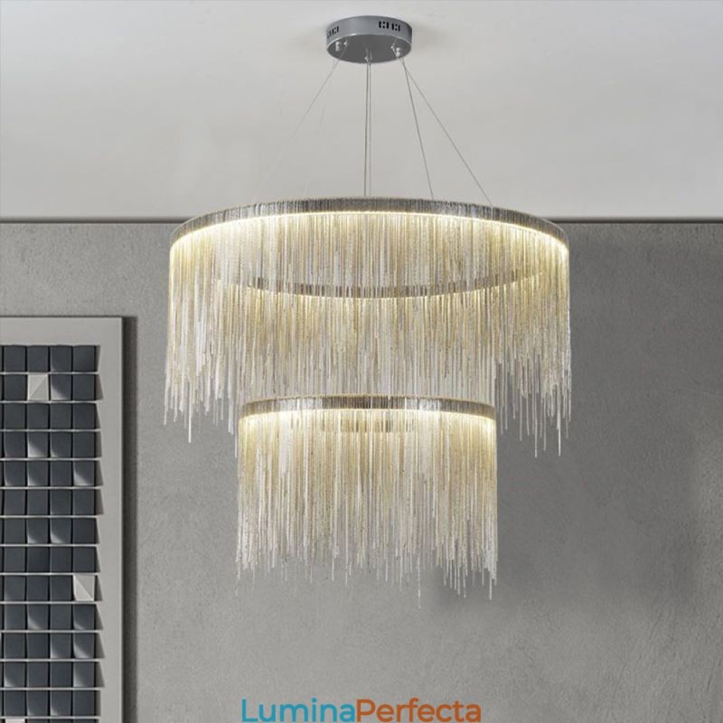 Candelabru rotund de lux cu pandantiv cu ciucuri