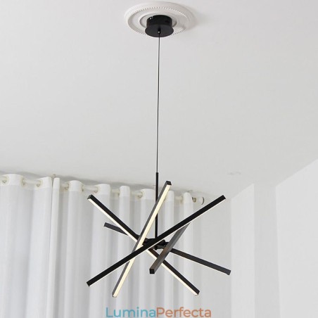 Lampă suspendată modernă Lampă de tavan cu bandă neagră reglabilă Lampă suspendată modernă Lampă de tavan cu bandă neagră reglabilă