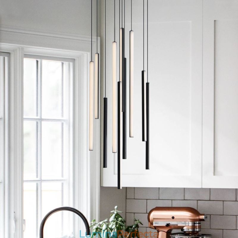 Candelabru modern cu bandă lungă suspendată clădire duplex